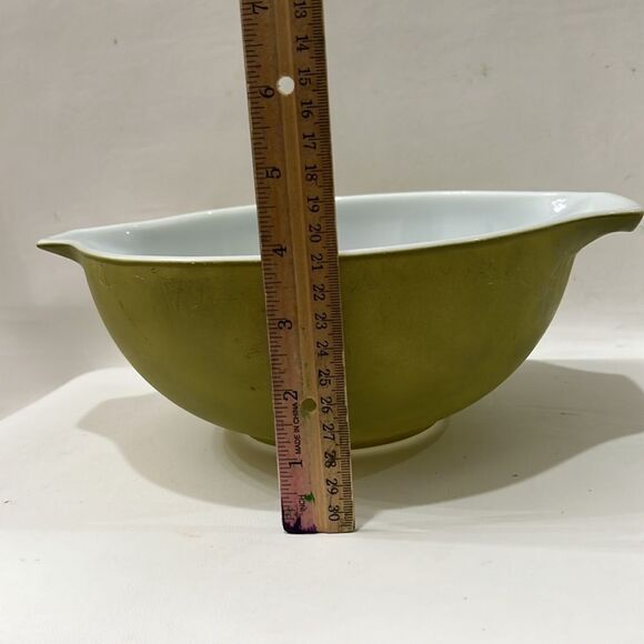 Pyrex Verde Advocada Green White Cinderella Mixing Bowl Set 3 Nesting Ovenware - Picture 5 of 17